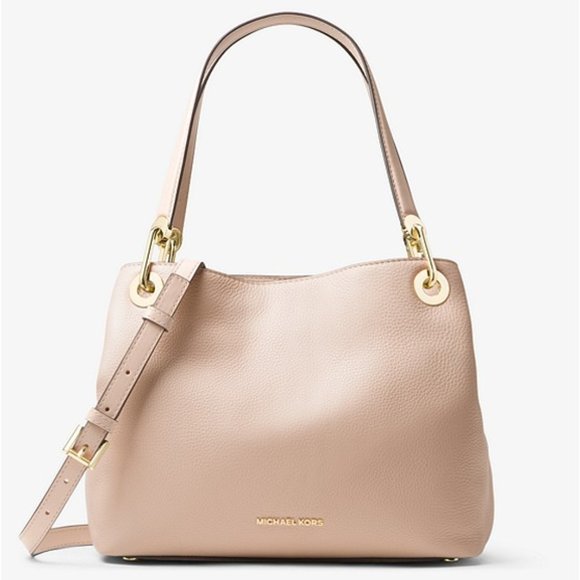 Michael Kors Raven Medium Pebbled Leather Shoulder Bag - Soft Pink - Picture 1 of 13